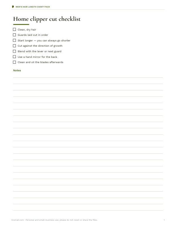Preview of Printable Home Clipper Cut Checklist